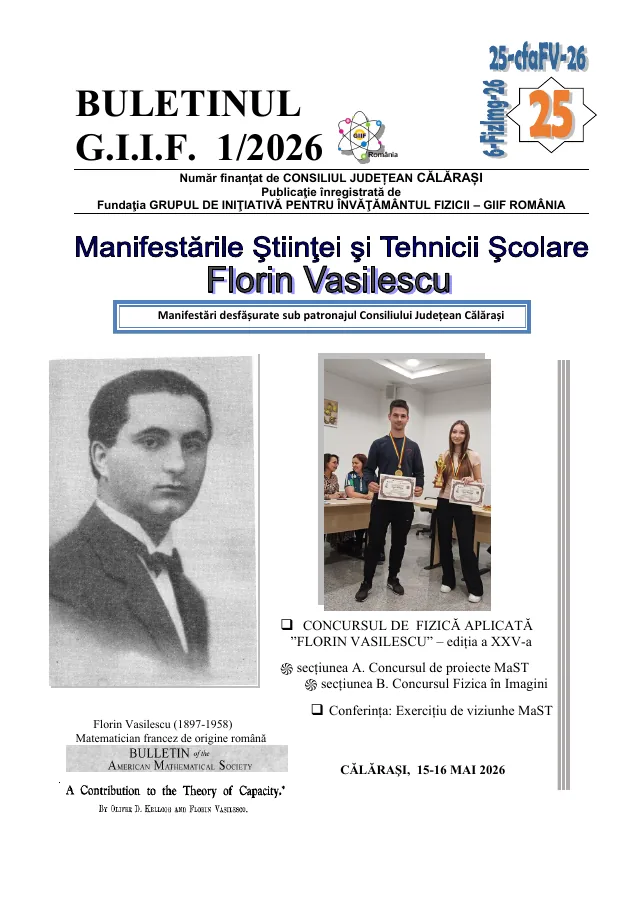 Coperta Buletinului GIIF 1/2026, dedicat concursului Florin Vasilescu